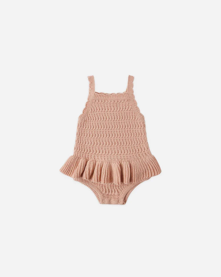 Crochet Ruffle Romper | Melon | Rylee & Cru