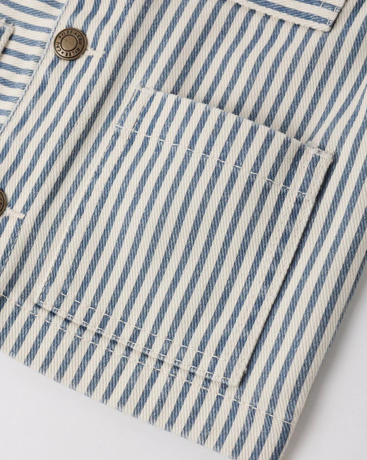 Denim Jacket | Railroad Stripe | Rylee & Cru