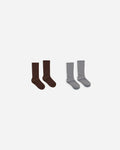 Ribbed Socks | Brown, Dusty Blue | Rylee & Cru