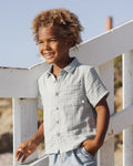 Collared Short Sleeve Shirt | Green Gingham | Rylee & Cru