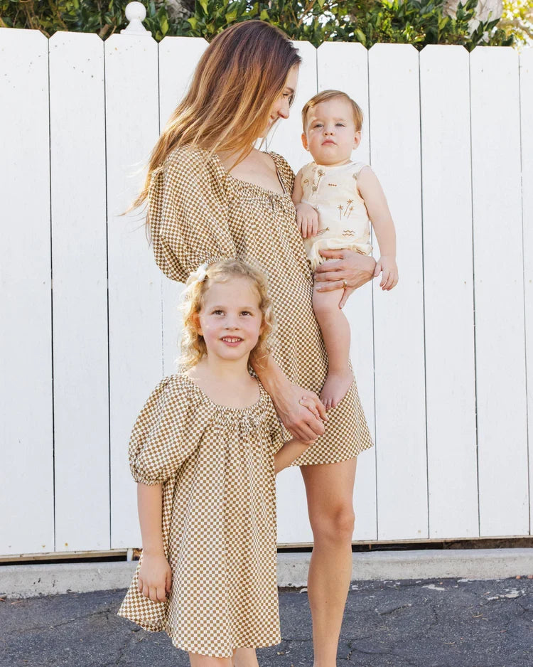 Sabrina Mini Dress | Ocre Check | Rylee & Cru