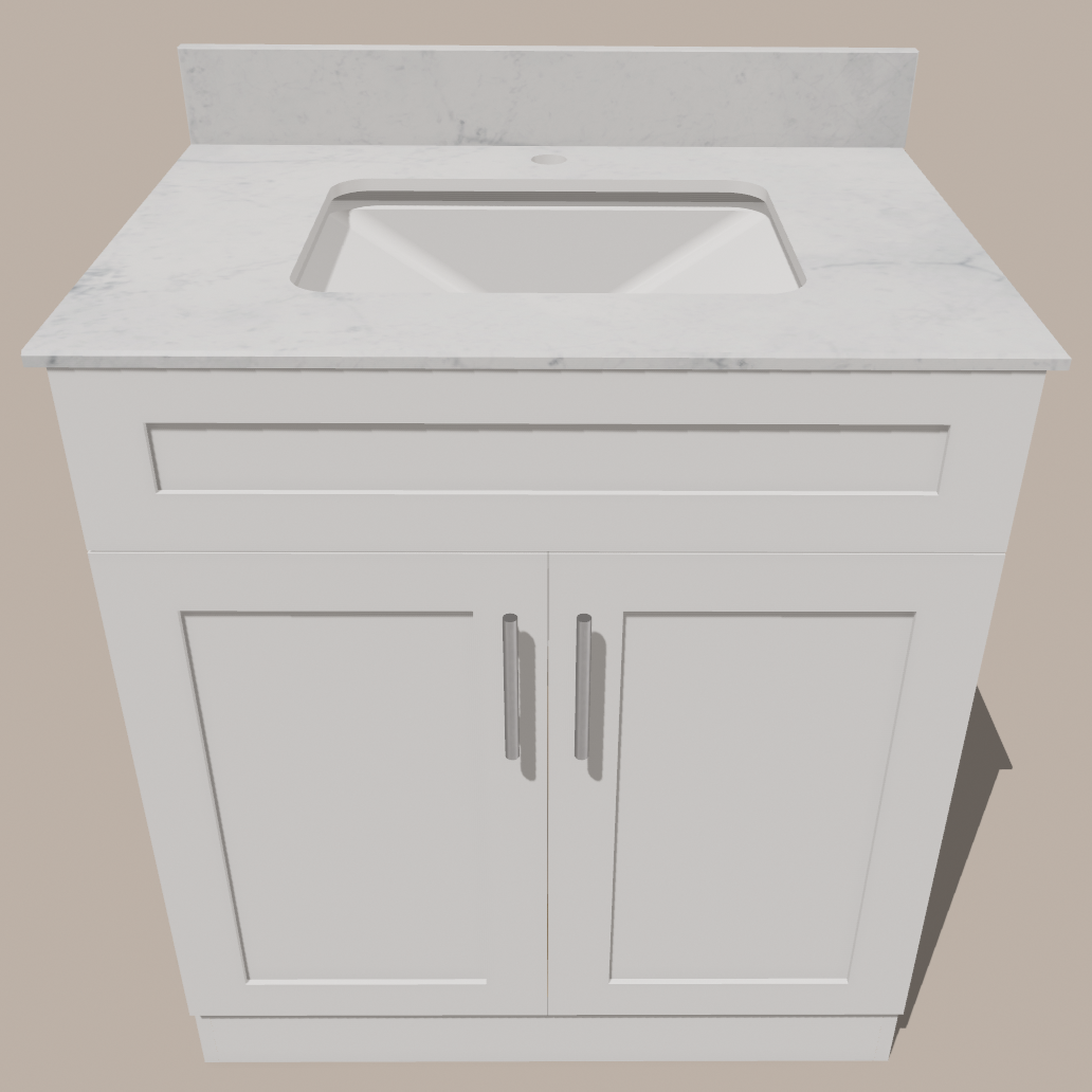 30-Inch Shaker Bathroom Vanity — White or Gray | Plywood Cabinet, Solid-Wood Doors, Soft-Close 3-Way Clip-On Hinges, Natural Wood Interior