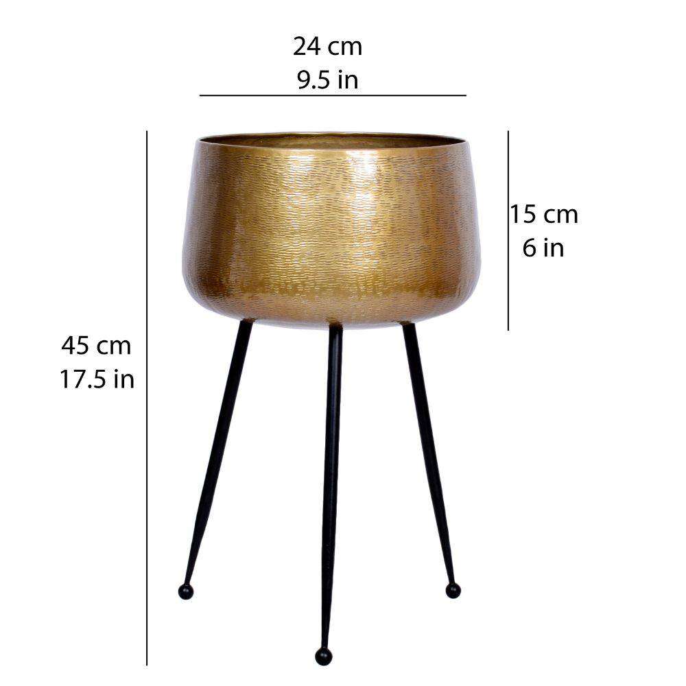 Sara - Brass Planter With Black Legs