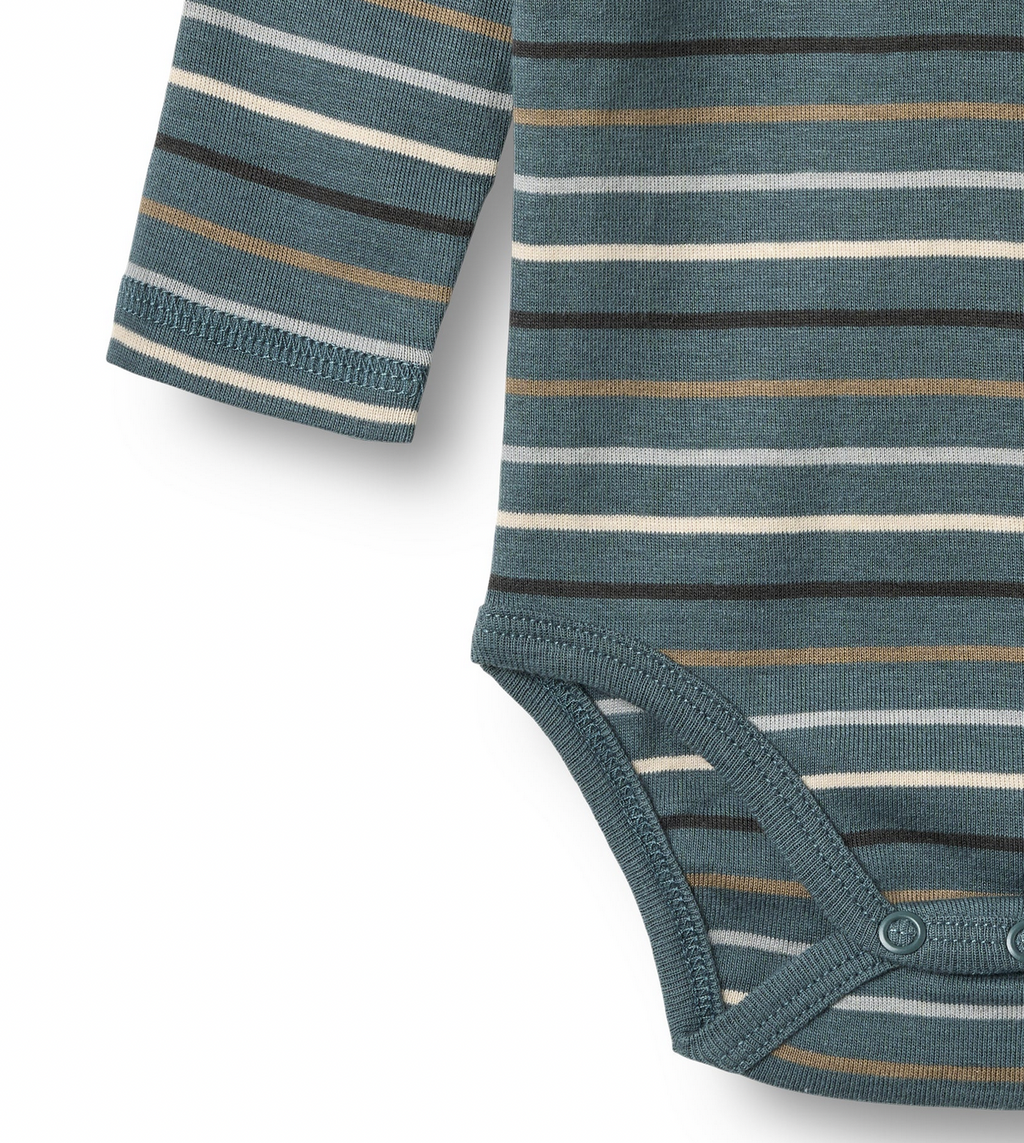 Long Sleeve Bodysuit Freddie | Blue Multi Stripe | Wheat Clothing