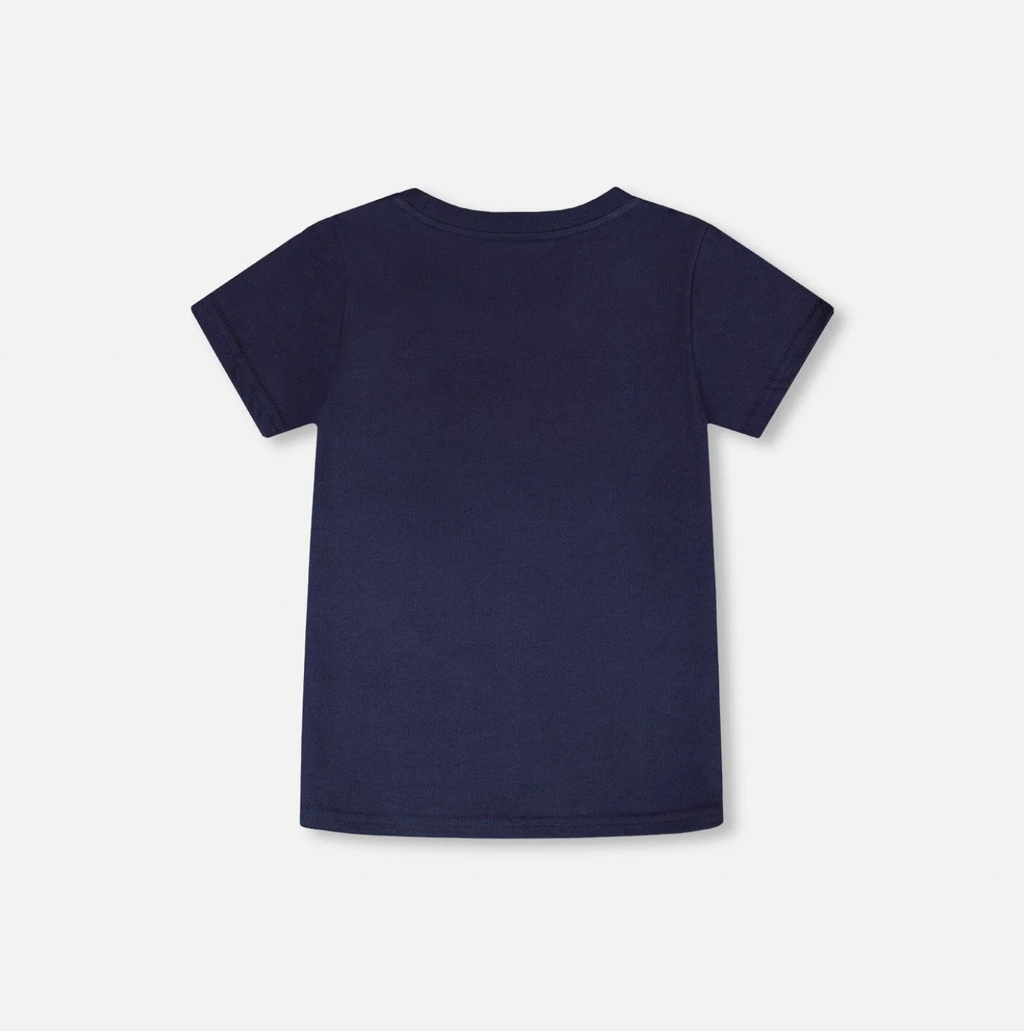 T-Shirt with Chest Pocket | Dark Blue | Deux par Deux