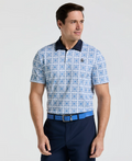 Cocktail Windowpane Print Golf Polo   Style #OGKSF026