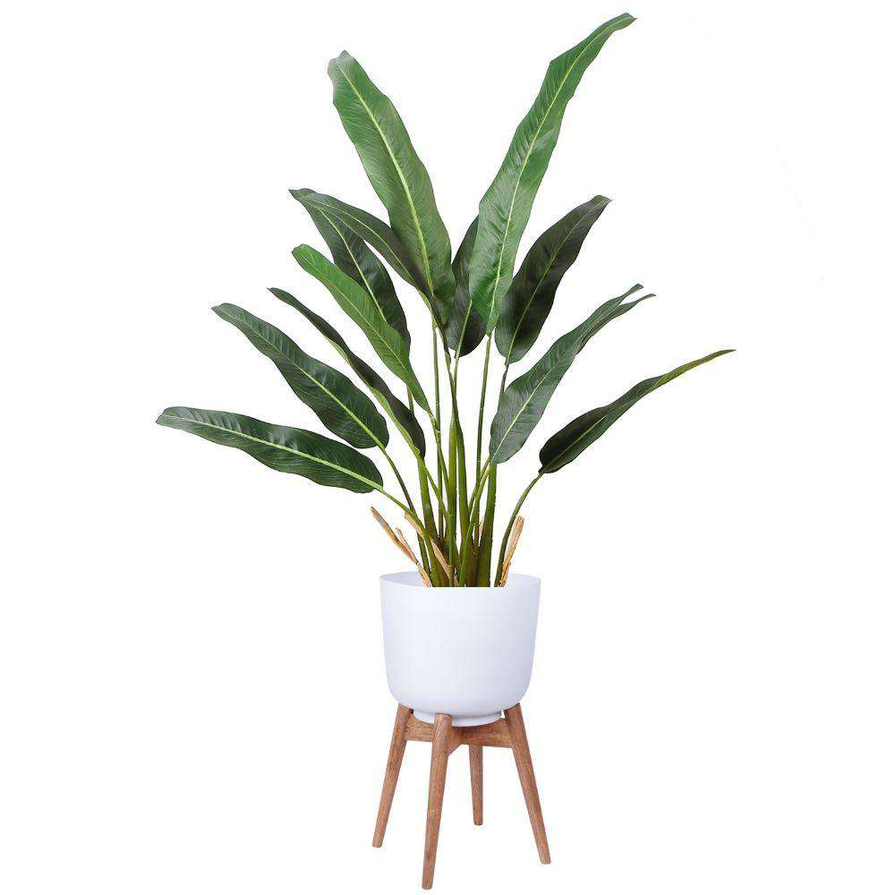 Sita - Mid-Century Turned Wood Leg Planter White (Multiple Sizes)