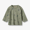 L/S Malthe T-Shirt | Dusty Green Cars | Wheat Kids