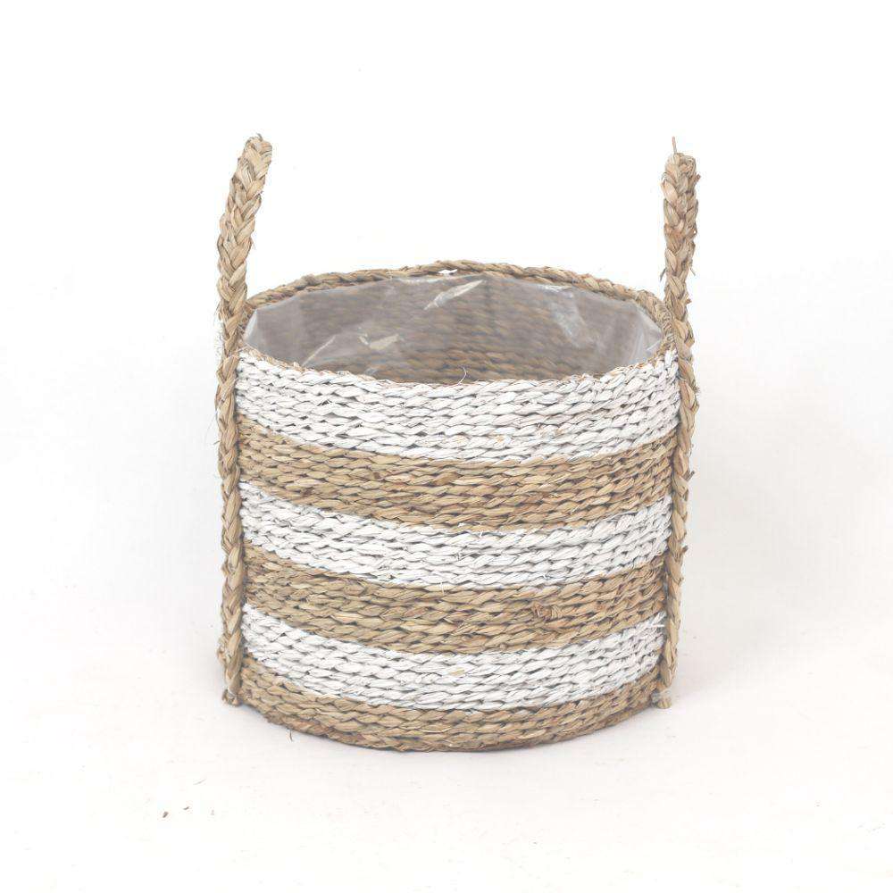 Tom - Seagrass Planter With White Stripes