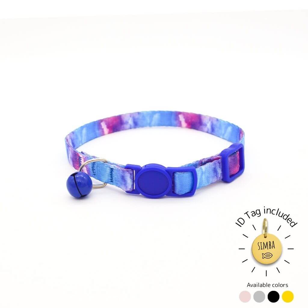 Cat Collar Breakaway - Tie-dye Designs with ID Tag