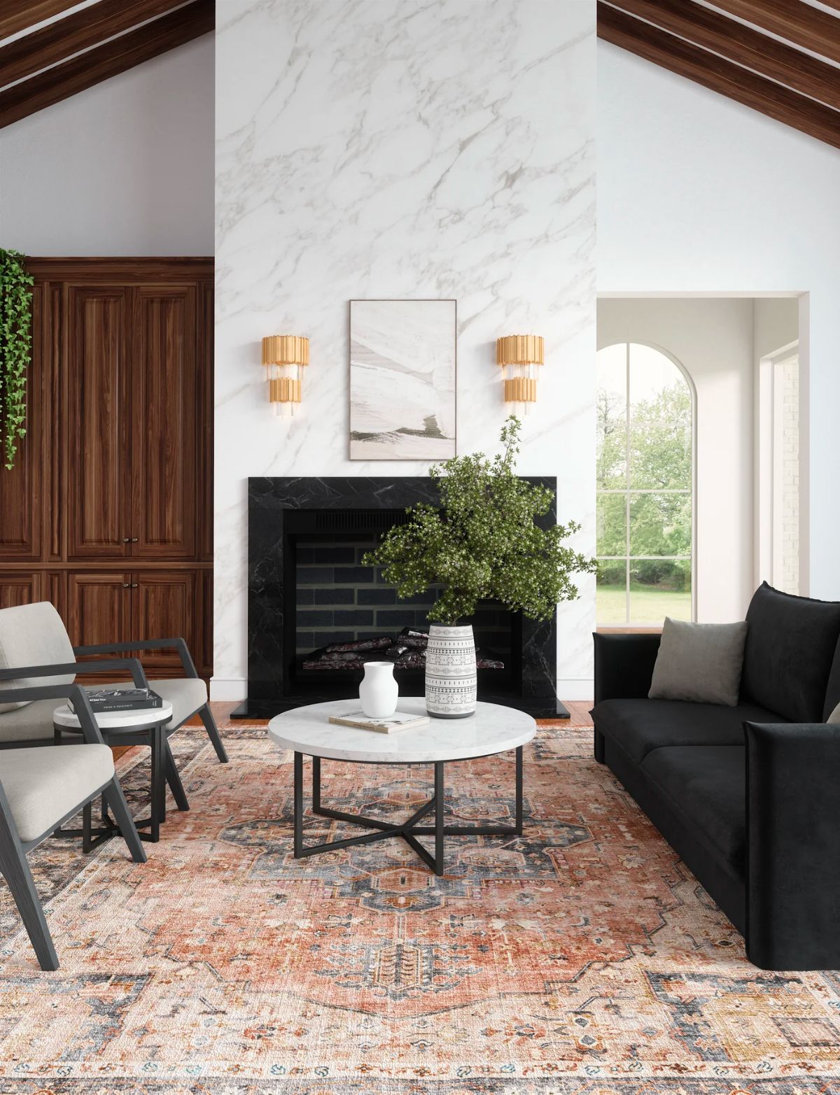 Riverra Terracotta Black Rug