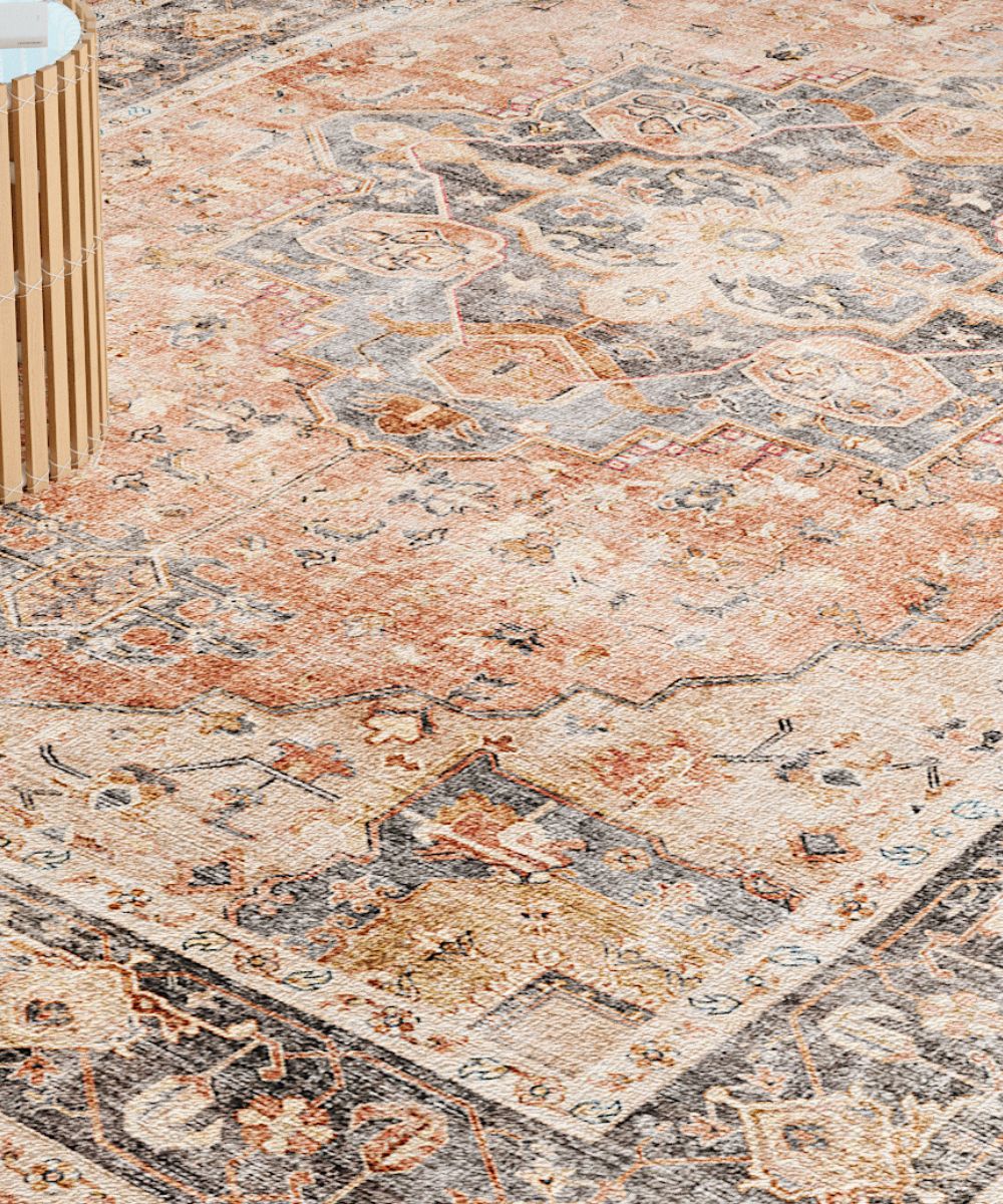 Riverra Terracotta Black Rug