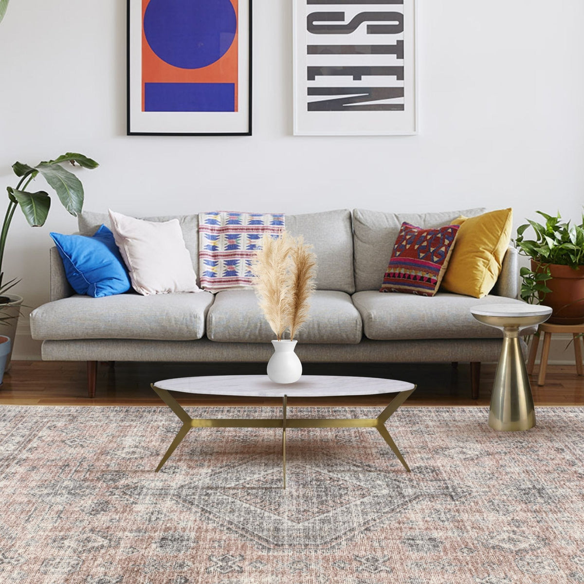 Byla Brass & Marble Side Table