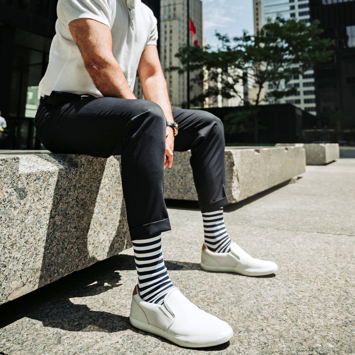 Blue and White Stripes