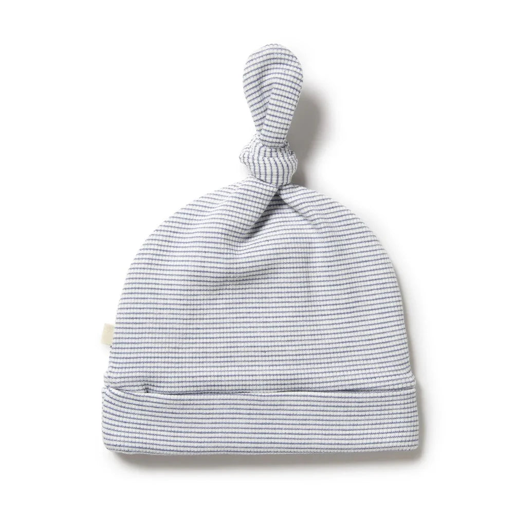 Organic Stripe Rib Knot Hat | Rain Drop | Wilson + Frenchy