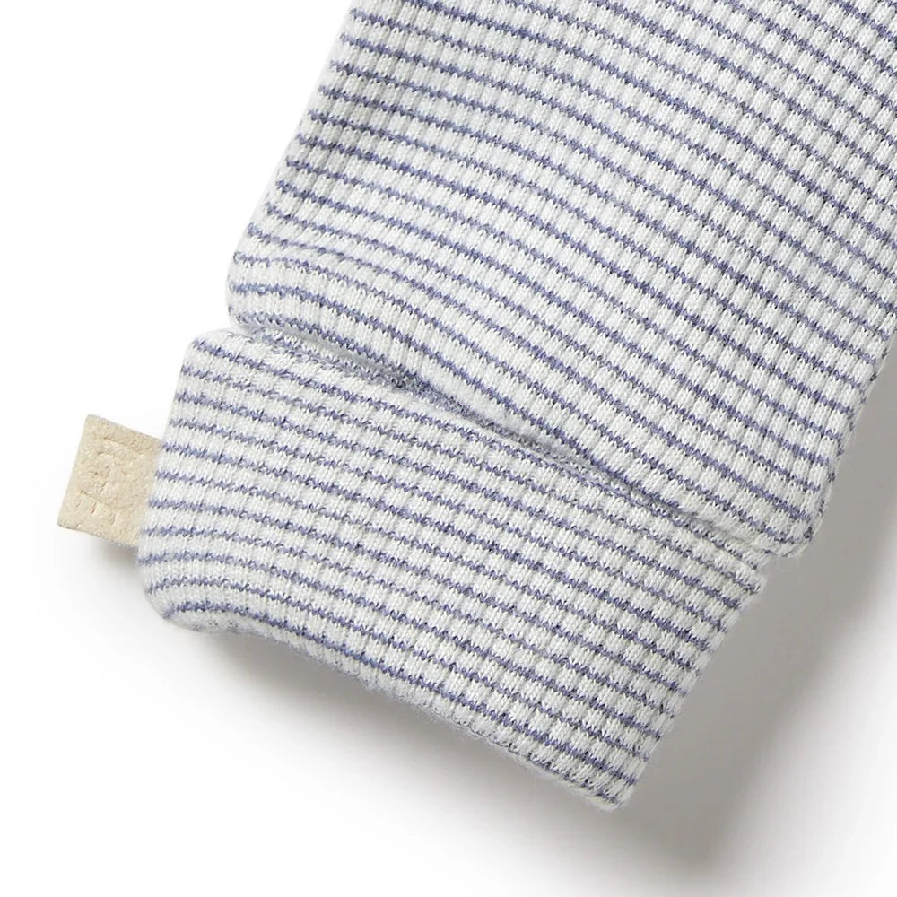 Organic Stripe Rib Mittens | Rain Drop | Wilson + Frenchy