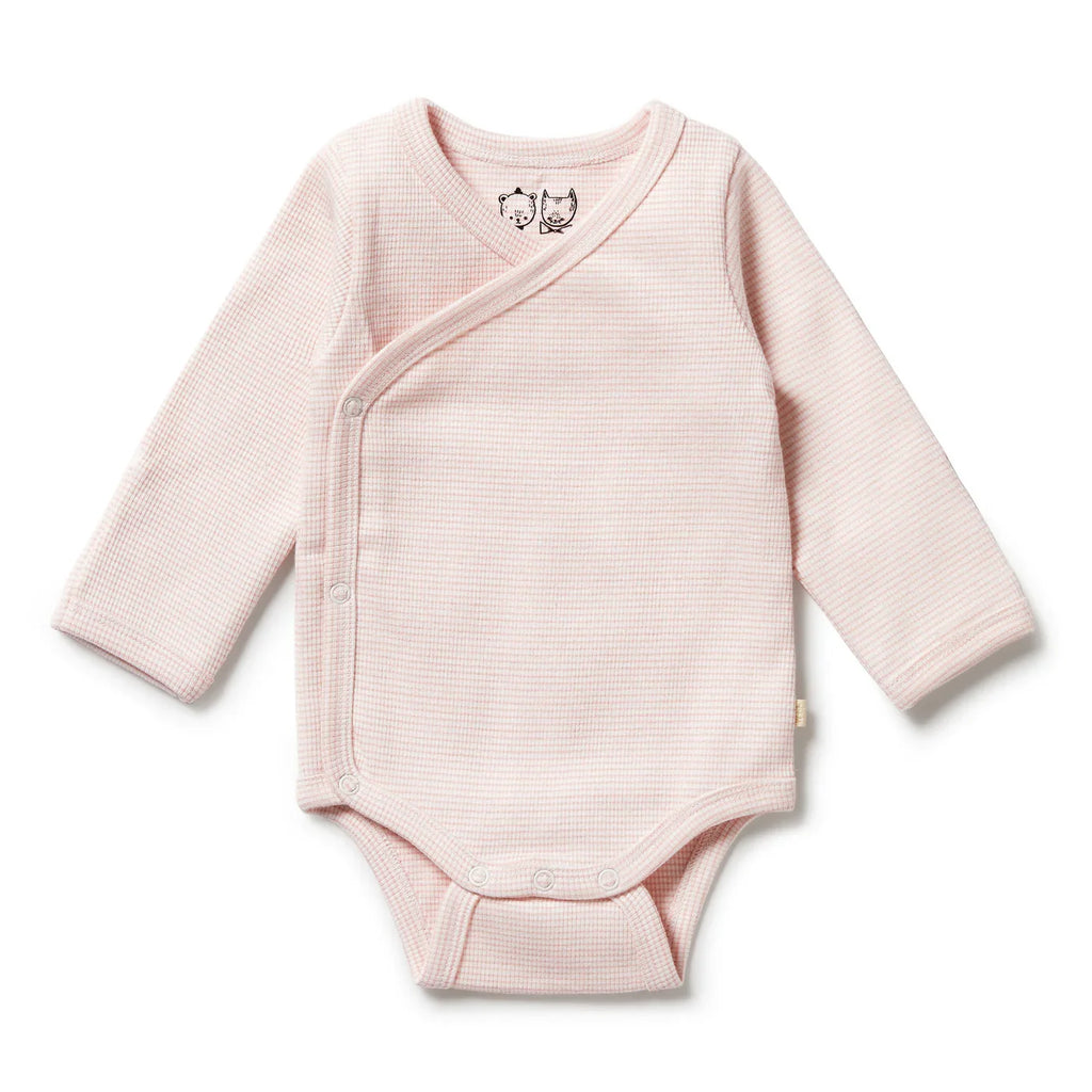 Organic Stripe Rib Kimono Bodysuit | Cantaloupe | Wilson + Frenchy