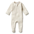 Organic Stripe Rib Zipsuit with Feet | Oatmeal | Wilson + Frenchy
