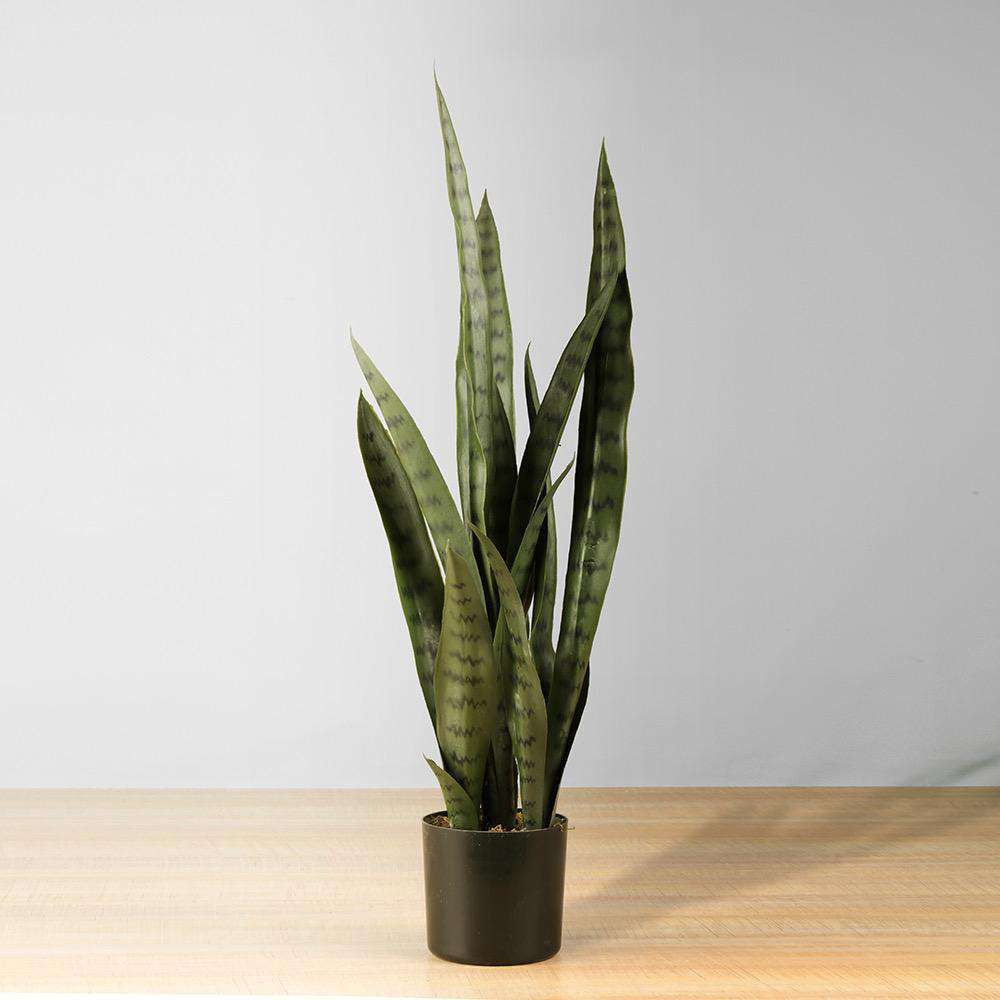 Zoro Artificial Snake Sansevieria Dark Green Potted Plant 30''