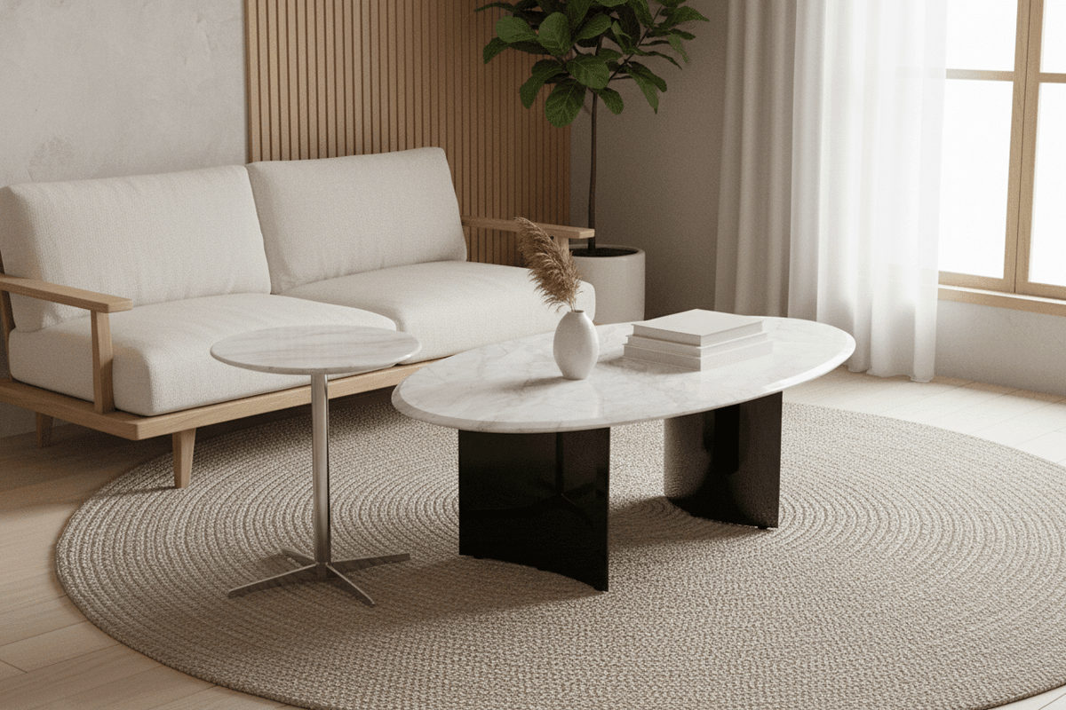 Apollo Marble and Chrome Accent Table Set