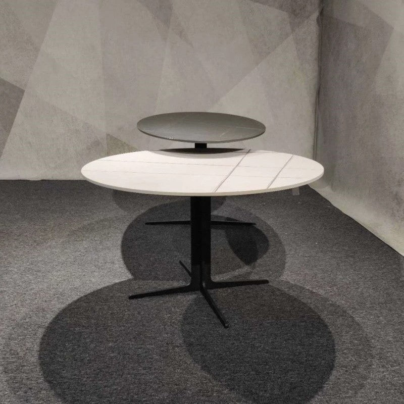 BT05 Double Stone Top Round & Elliptical Coffee Table Set