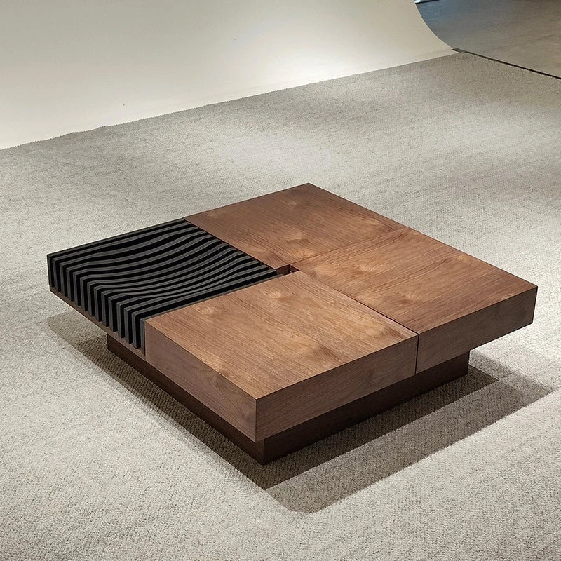 BT65 Square Wooden Coffee Table with 4 Storage Drawers