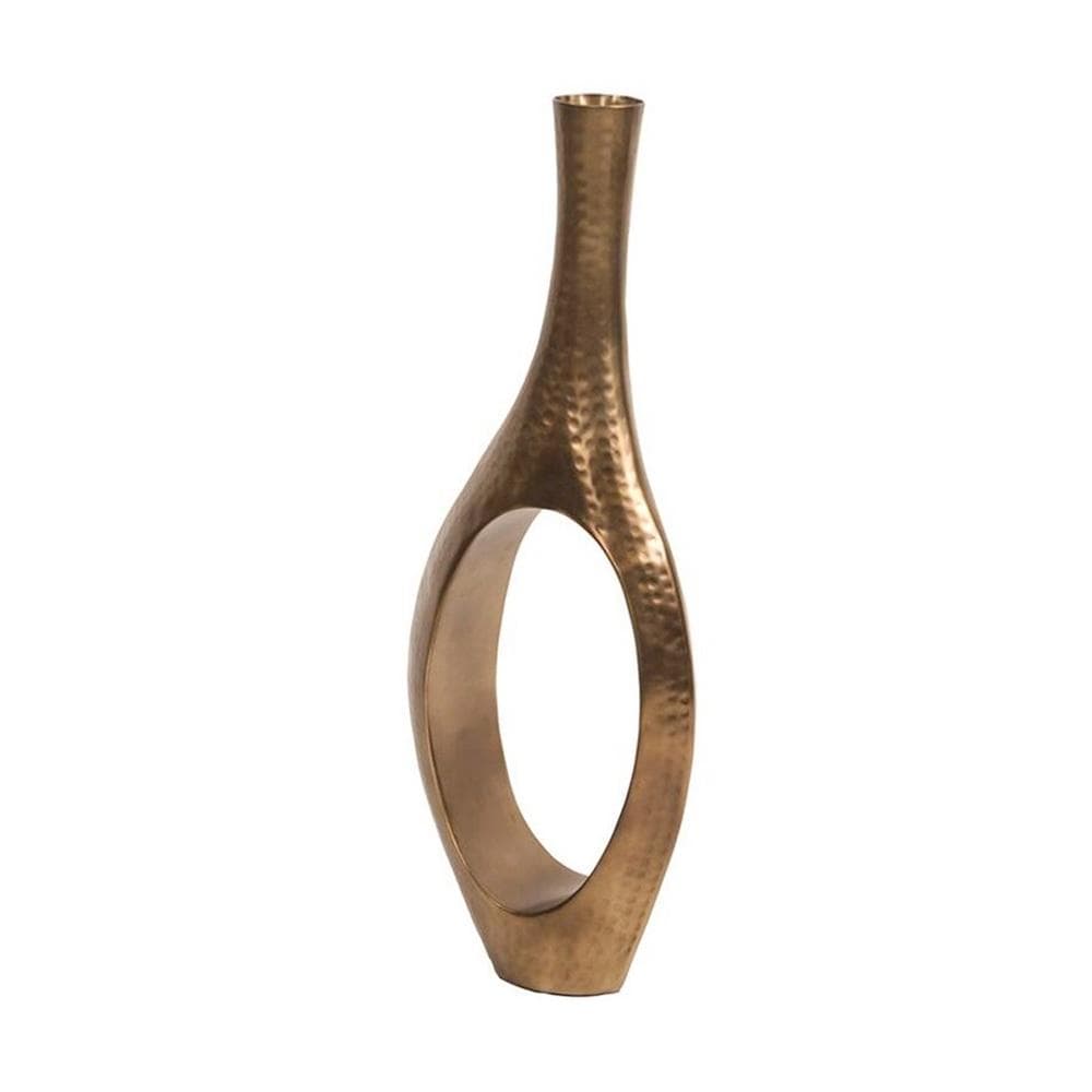 Mateo Hand Hammered Brass Floor Vase