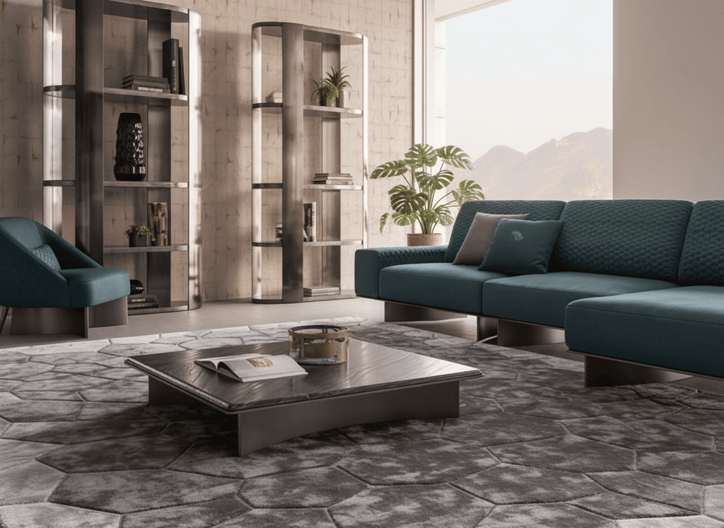 Charcoal Tencel Geometric Rug