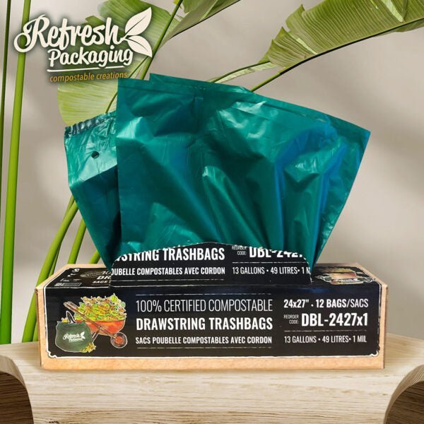 Compostable Drawstring Trash Bags