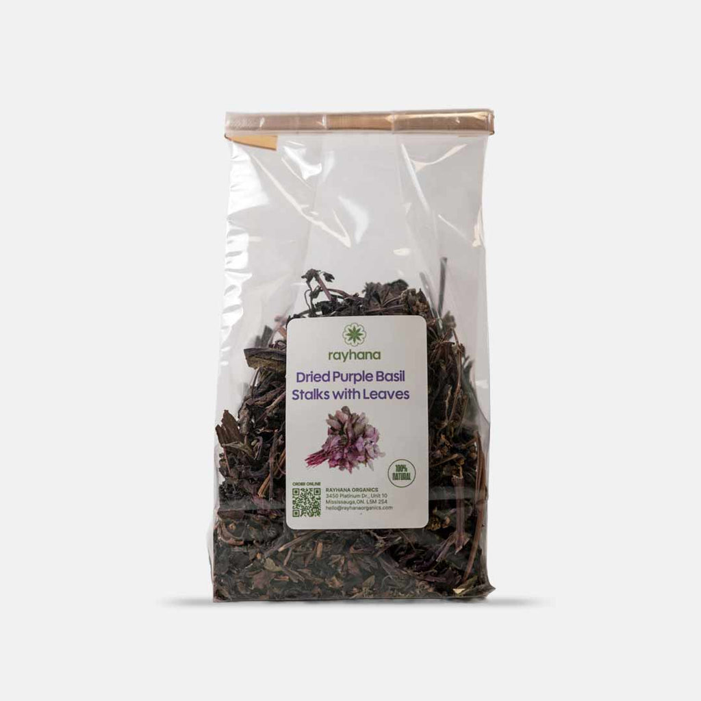 Dried Purple Basil Stalks with Leaves