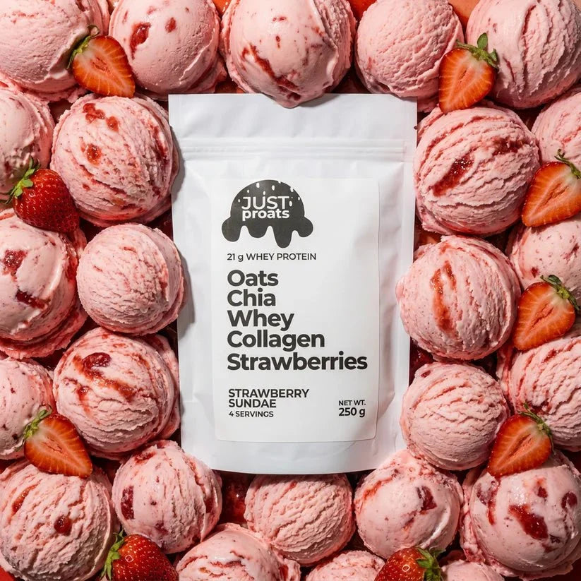 High Protein Oatmeal - Strawberry Sundae