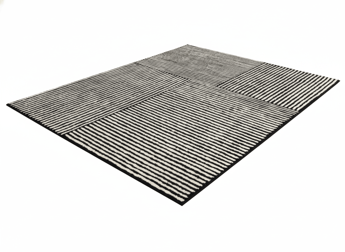 Monochrome Linear Block Rug