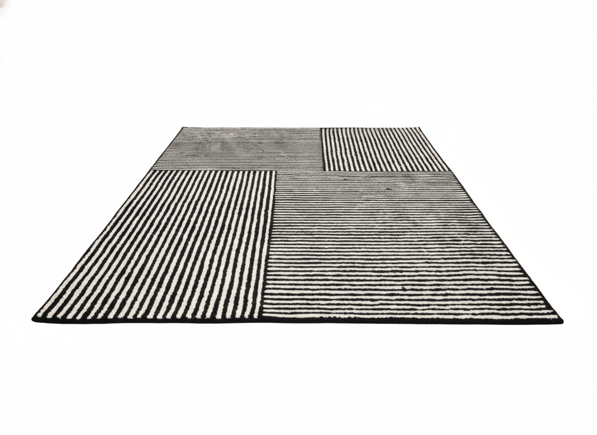 Monochrome Linear Block Rug