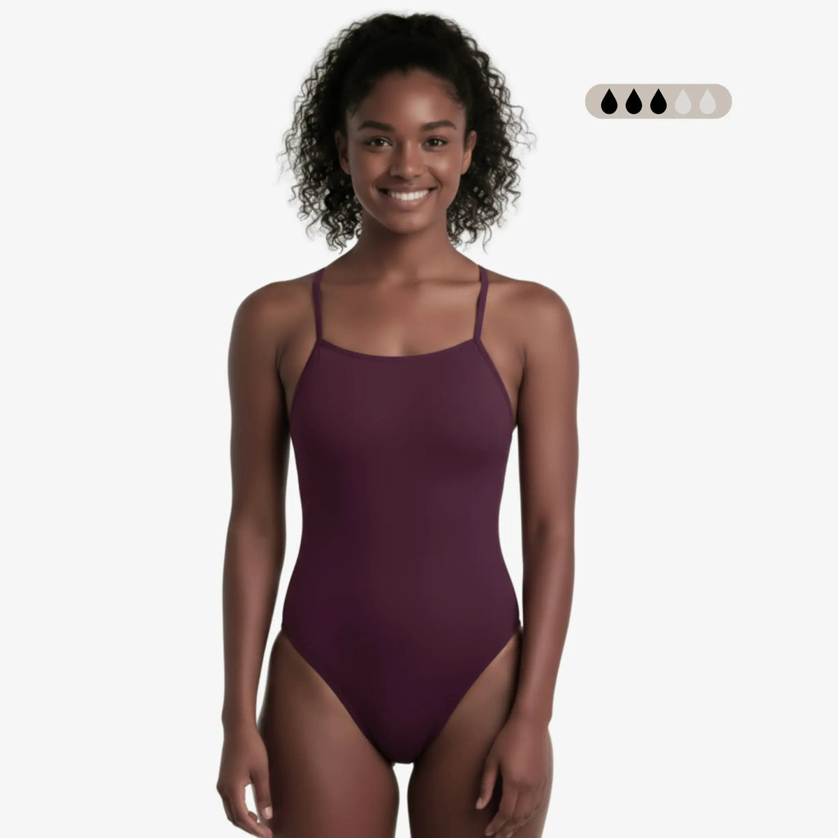 Merlot SecureFlo Open-Back One-Piece Period Swimsuit by Norca
