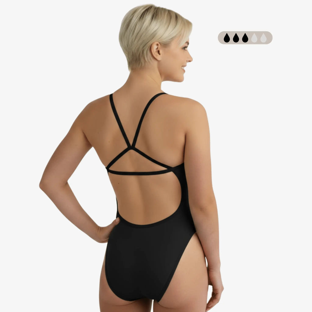 Onyx SecureFlo Open-Back One-Piece Period Swimsuit by Norca