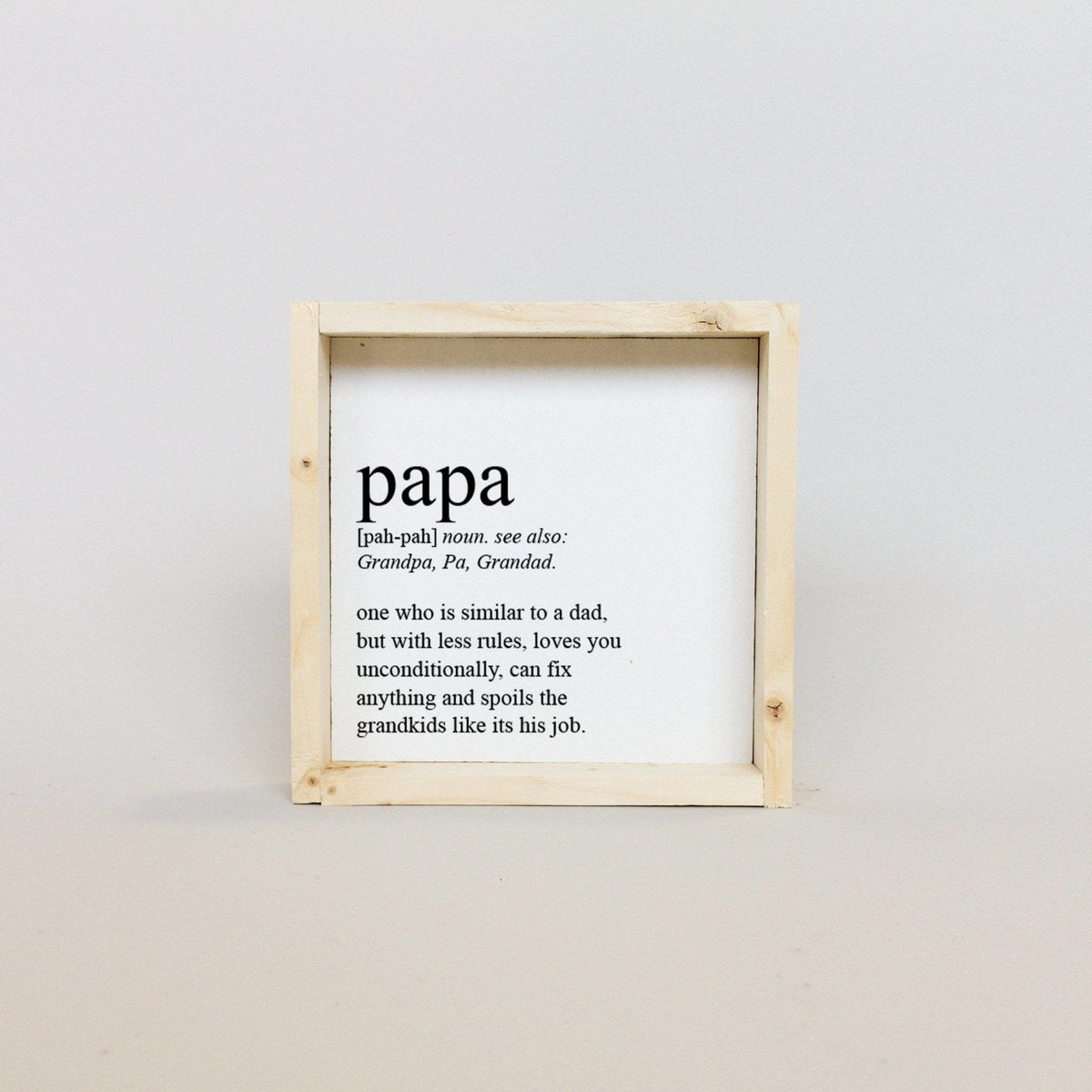 Papa Definition Wood Sign– Grandfather Gift Wall Art