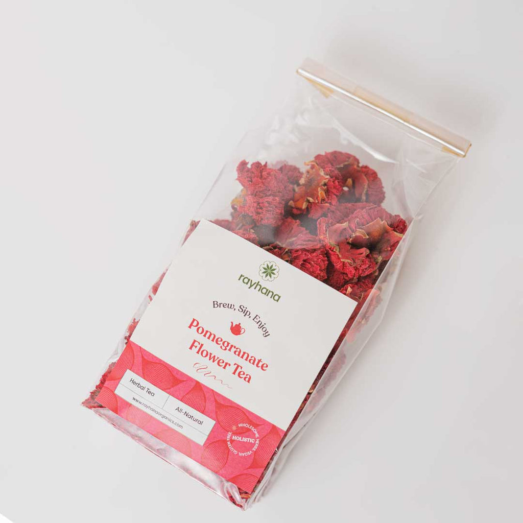 Pomegranate Flower Herbal Tea – Rayhana Organics – Whole Dried Blossoms