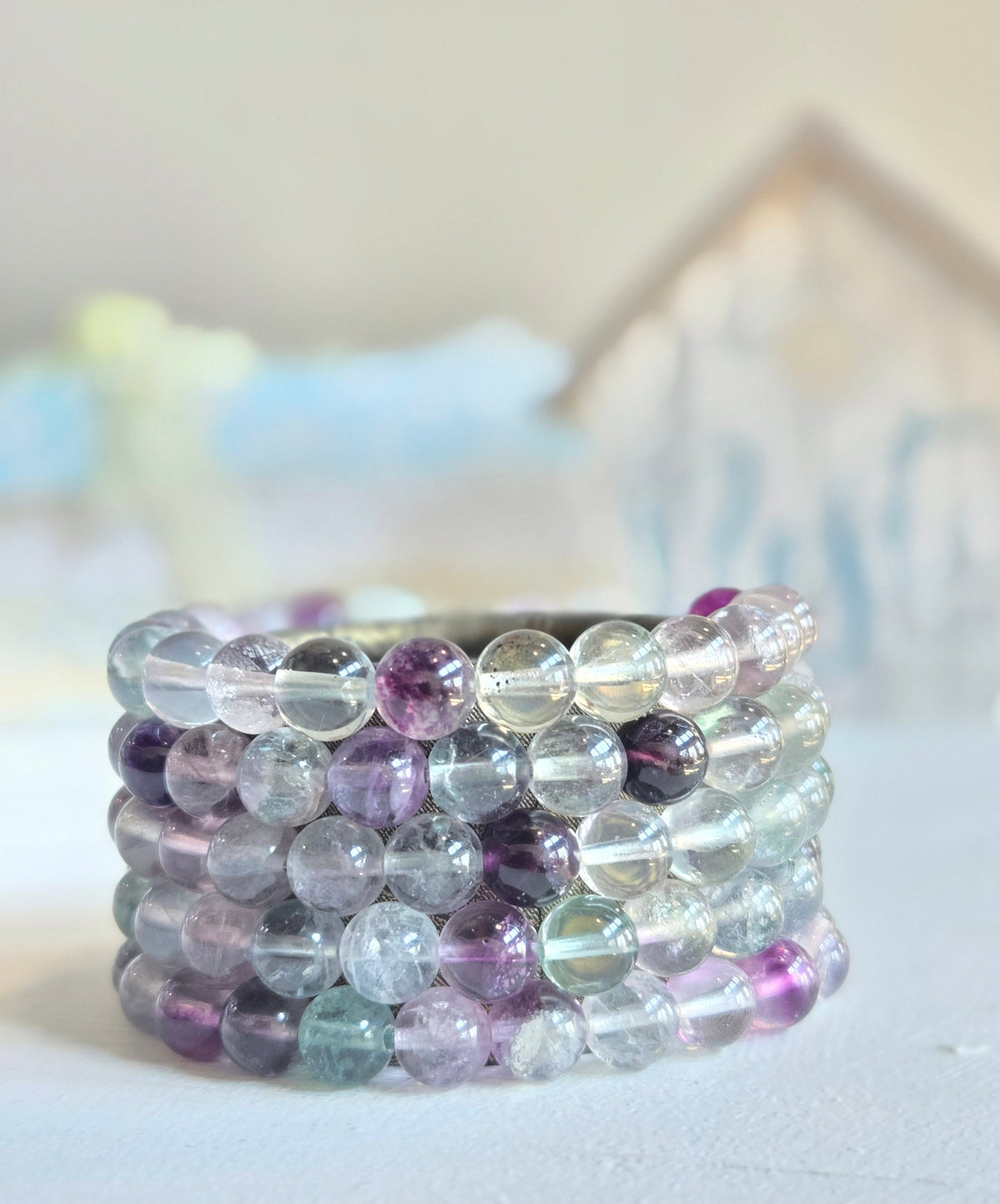 Fluorite Gemstone Bead Bracelet