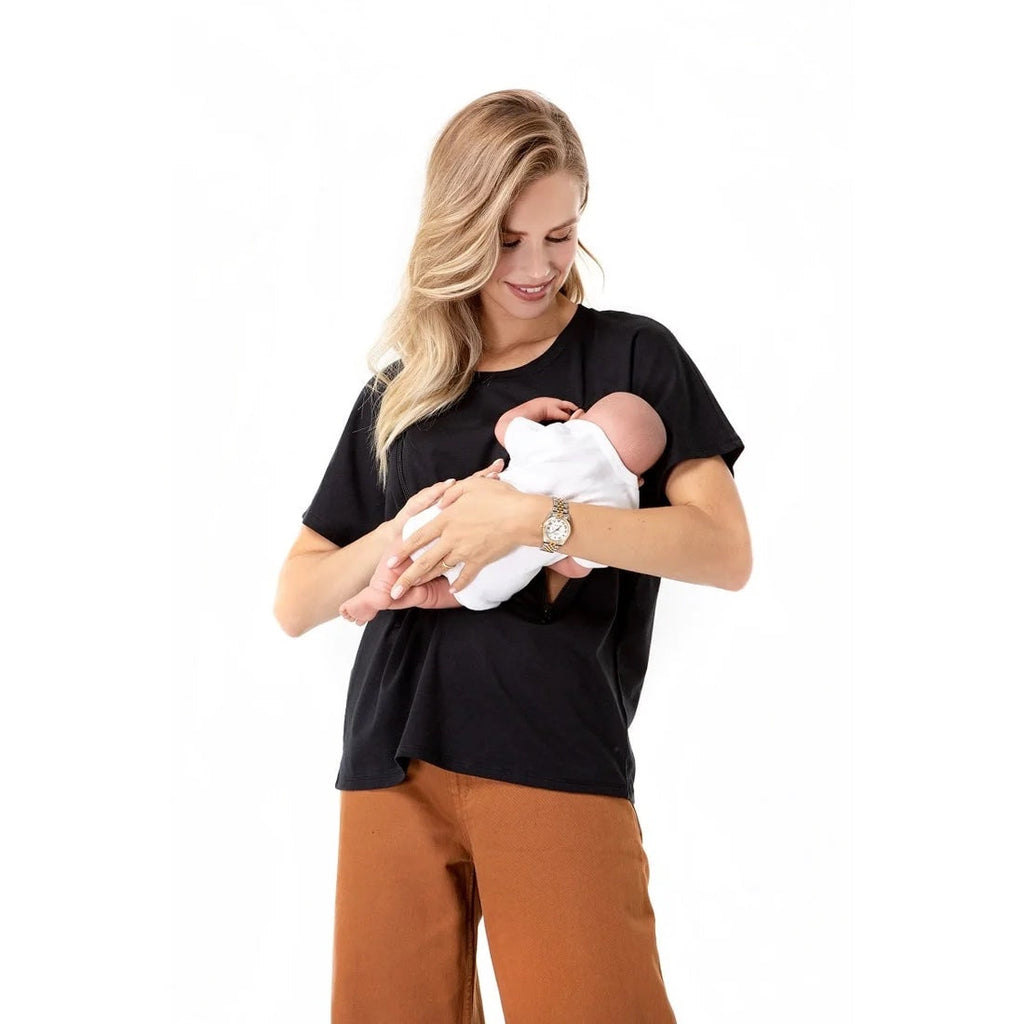 Zip Up Top for Pregnancy, Nursing & Beyond | Black