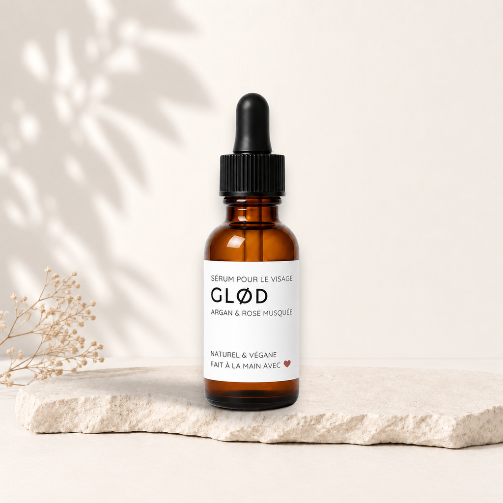 Sérum pour le visage et massage Gua Sha GLØD argan & rose musquée