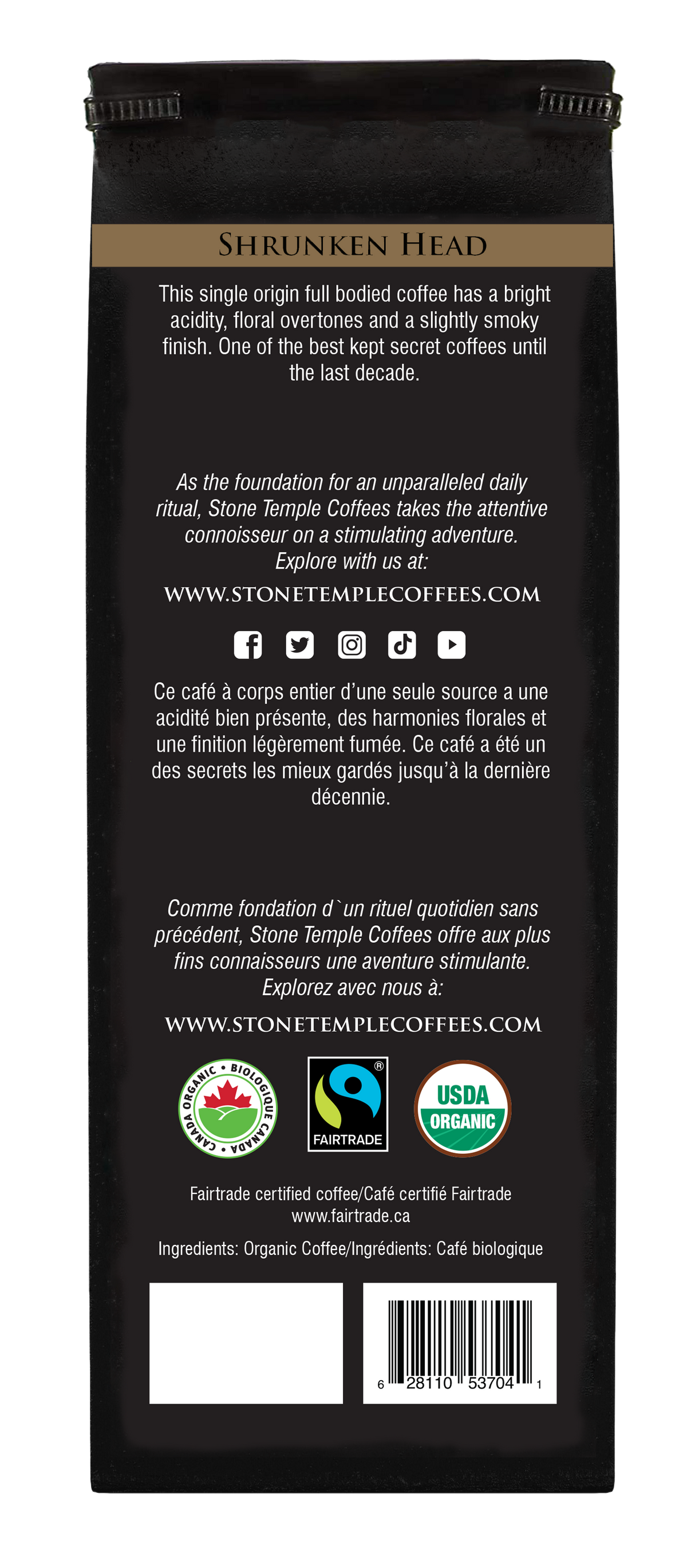 Mayan Bold - Whole Bean, Bold Medium Roast, Certified Organic OCIA/ Fairtrade Coffee 1lb/454g