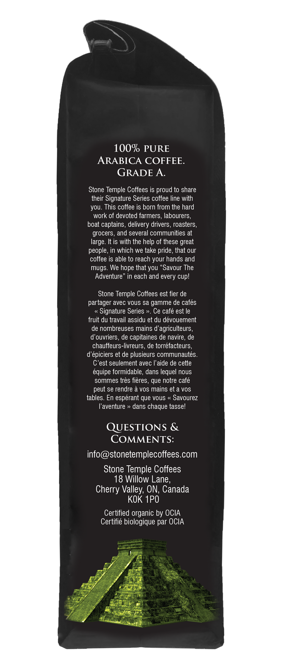 Central & South - Ground, Medium Roast, Certified Organic OCIA/ Fairtrade Coffee 1lb/454g
