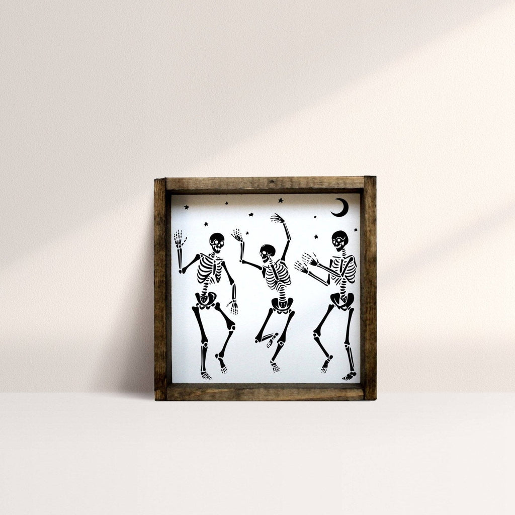 Dancing Skeletons Mini Wood Sign