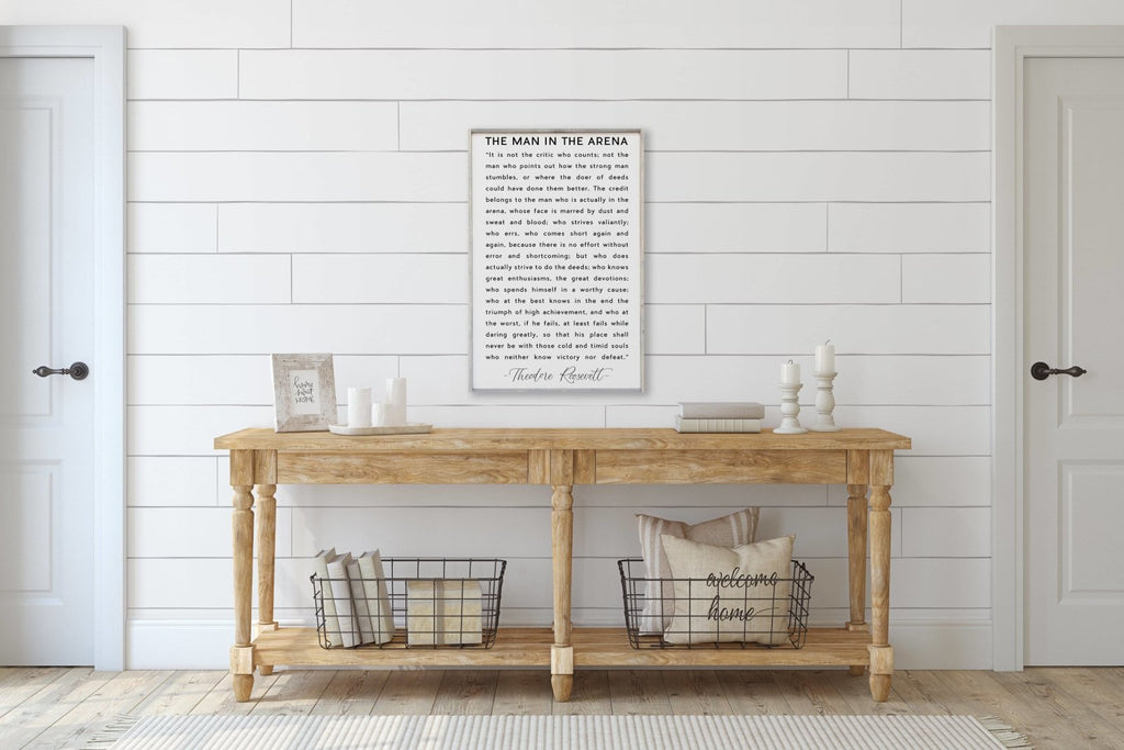 The Man in the Arena Quote Wood Sign