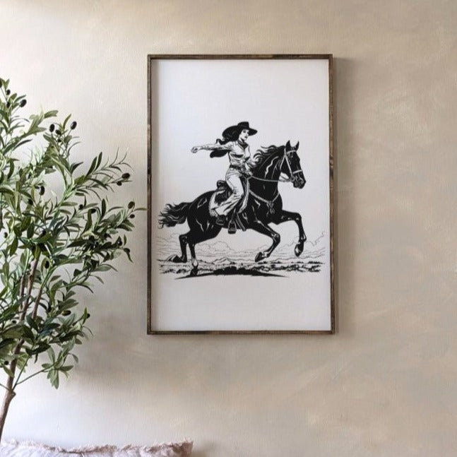 Vintage Cowgirl Wood Sign