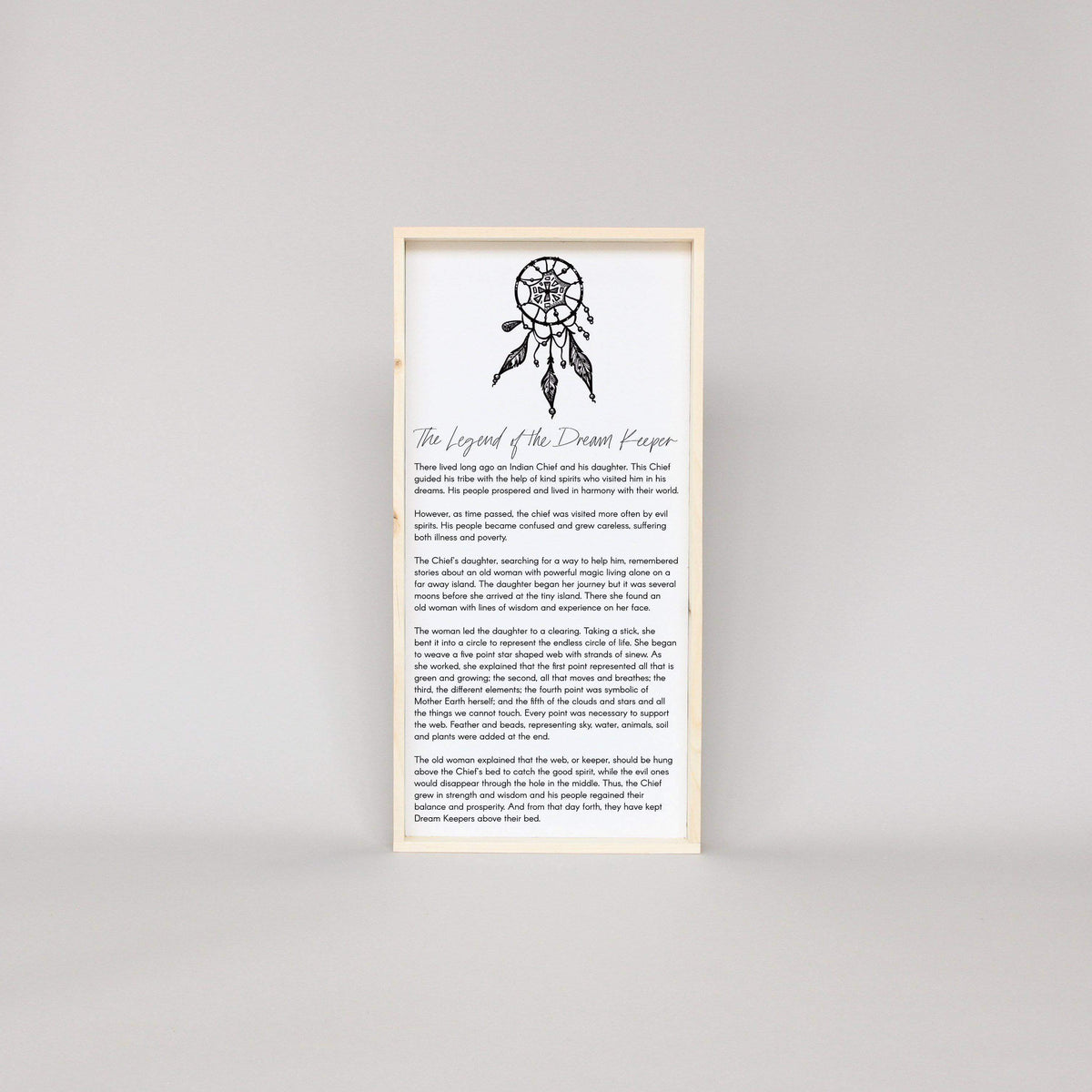 The Legend of the Dream Keeper Wood Sign