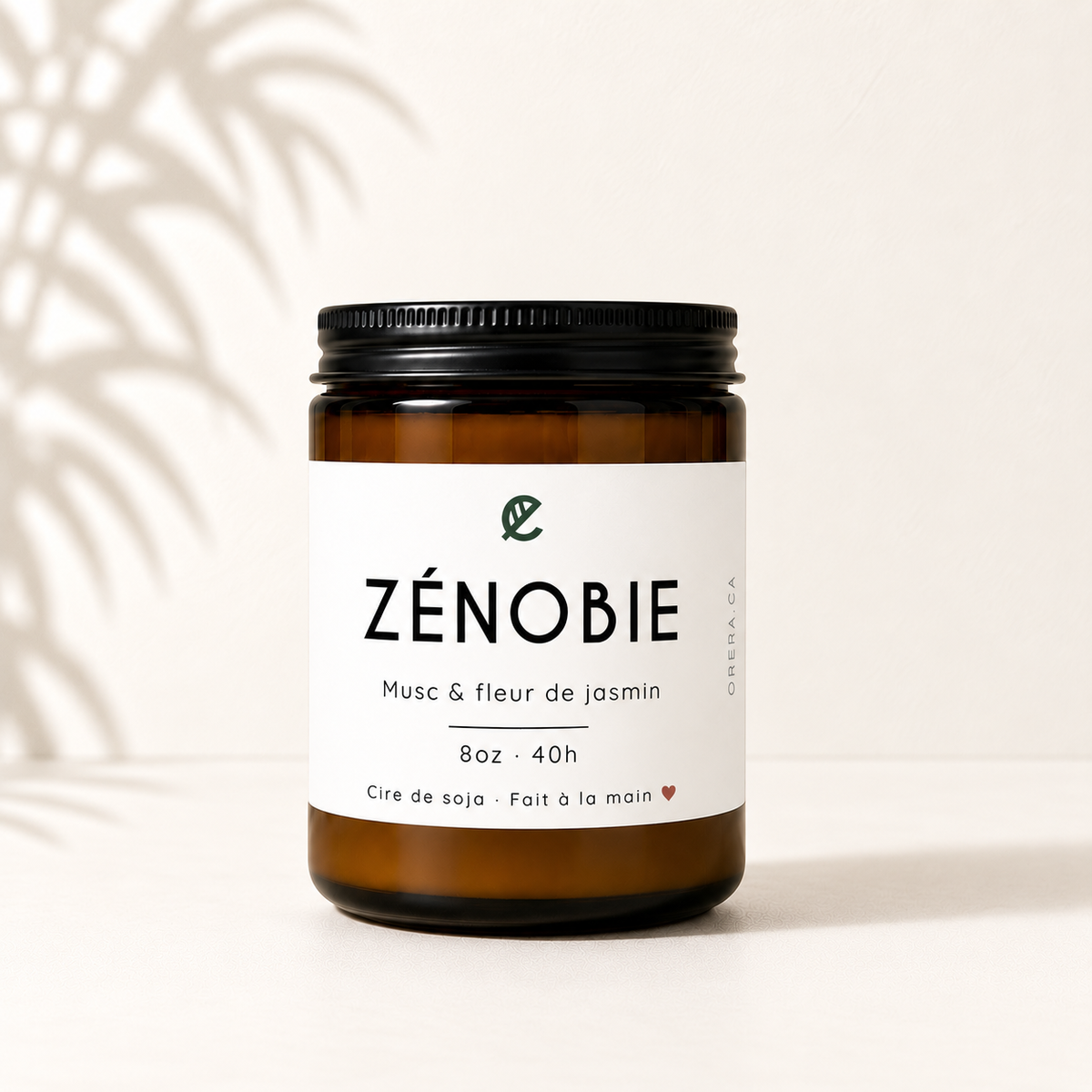 Bougie de soya ZÉNOBIE  musc et fleur de jasmin